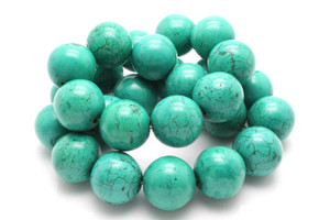 14mm Tibetan Turquoise Round Beads 15.5" stabilized [t1c14]