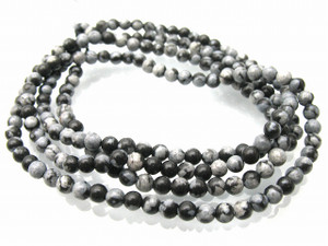 4mm Snowflake Obsidian Round Beads 15.5" natural [4b25]