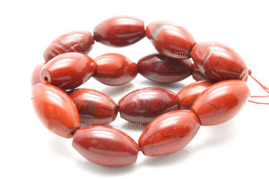 15x25mm Red Jasper Pipe Beads 15.5" natural [s557]