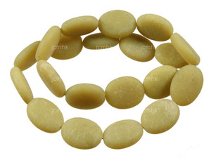 15x20mm Olive Jade Puff Oval Beads 15.5" natural [s7b38-15]