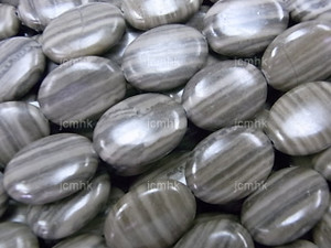 15x20mm Zebra Agate Puff Oval Beads 15.5" natural [s7d43-15]