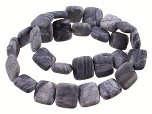 15mm Matte Picasso Jasper Puff Square Beads 15.5" natural [s5b20-15m]