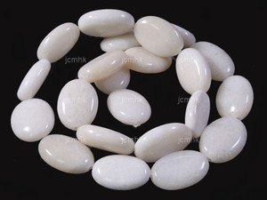12x18mm White Jade Oval Beads 15.5" natural [wa175]
