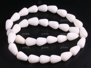8x12mm Matte White Jade Teardrop Beads 15.5" natural [wa133m]