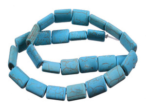 10x14mm Matte Blue Howlite Pillow Beads 15.5" dyed [wa291m]