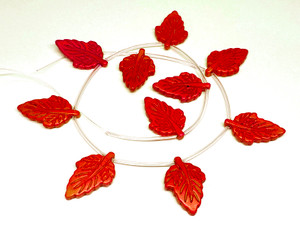 18x28mm Orange Magnesite Leaf Beads 15.5" [t403h]