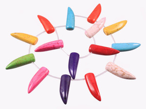 10x30mm Mix Magnesite Lucky Horn Beads 15pcs 15.5" [t425x]