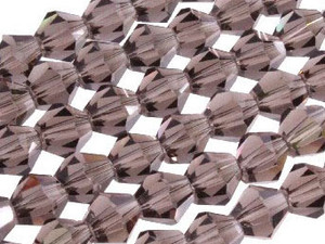 6mm Smoky Glass Faceted Bicone About 50 Bead 11" [uc22a24]