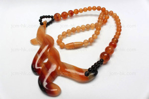 95x32mm Amber & Buffalo Horn Necklace 18" [z7660]