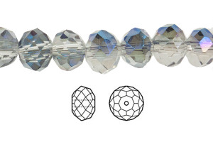 4x3mm Rainbow Blue Glass Faceted Rondelle about 15.5" [uc1c3]