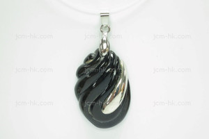 25X35mm Buffalo Horn Carved Designer Bead Pendant With 925 Silver Setting [z1561]