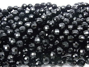 10mm Black Agate Faceted Round Beads 15.5" natural [c10f16]