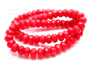 8mm Ruby Jade Faceted Rondelle Beads 15.5" dyed [h6b76-8]