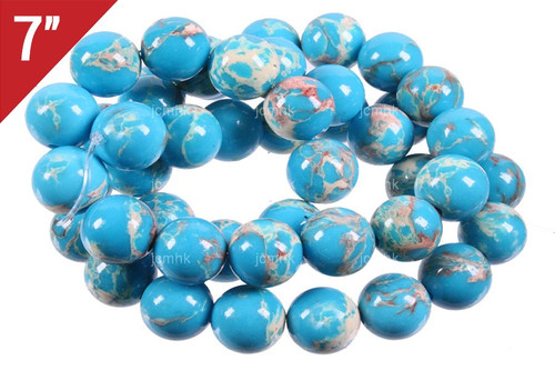 10mm Blue Sea Sediment Round Loose Beads About 7" dyed [i10r55b]