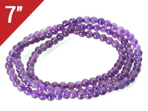 4mm Amethyst Round Loose Beads About 7" synthetic [i4a6]