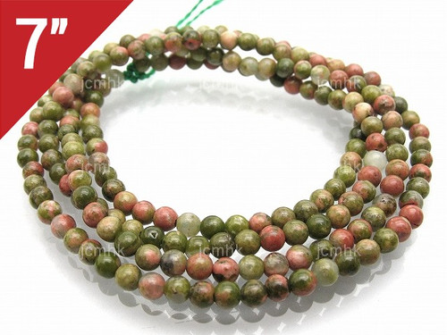 4mm Unakite Round Loose Beads About 7" natural [i4b21]