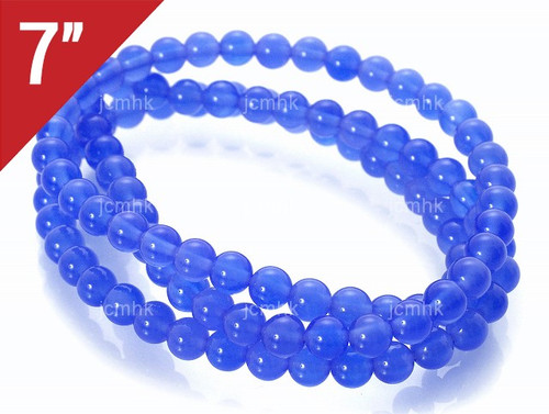 4mm Blue Agate Round Loose Beads About 7" dyed [i4f12]