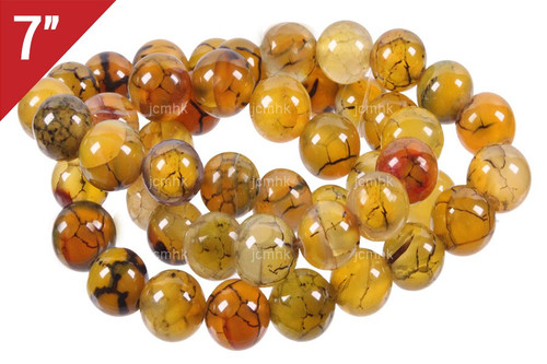 4mm Yellow Fire Agate Round Loose Beads About 7" heated [i4f17y]