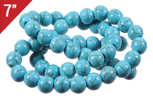 6mm Blue Turquoise Round Loose Beads About 7" stabilized [i6d21]