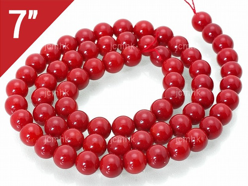 5.3-5.8mm Red Coral Round Loose Beads About 7" dyed [i6d39]