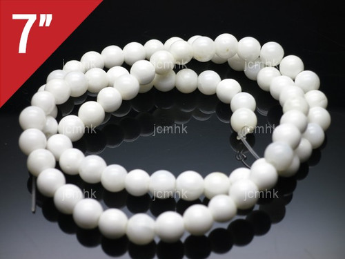 6mm Mother Of Pearl Round Loose Beads About 7" natural [i6d53]