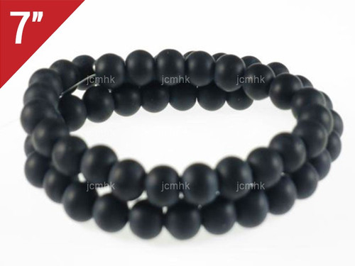 6mm Matte Black Agate Round Loose Beads About 7"[i6f16m]