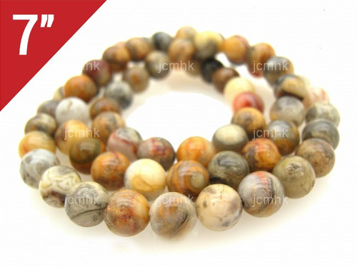 6mm Crazy Lace Agate Round Loose Beads About 7" natural [i6r28]