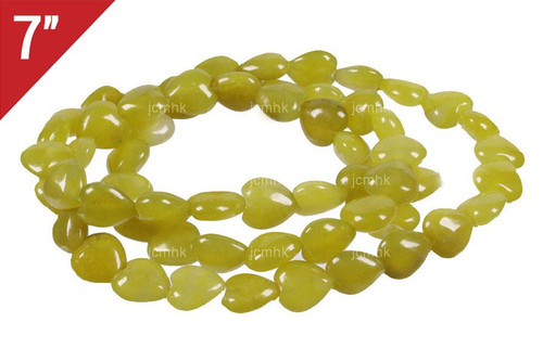 8mm Olivine Agate Puff Heart Loose Beads 7" [is375a]