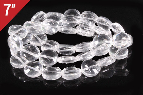 8mm Crystal Puff Coin Loose Beads 7" synthetic [iu11a5]