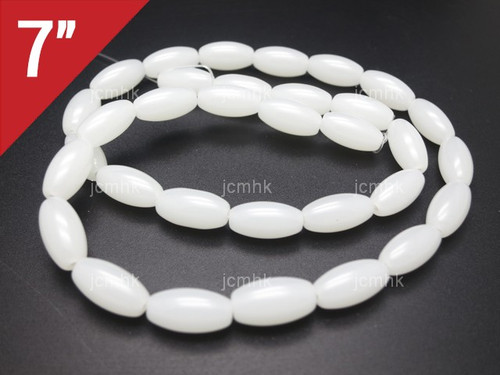 6x12mm White Obsidian Rice Loose Beads 7" [iu73b98]