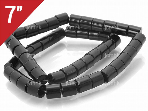 4x4mm Black Onyx Tube Loose Beads 7" [iu77]