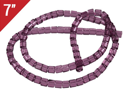4x4mm Amethyst Tube Loose Beads 7" synthetic [iu77a6]