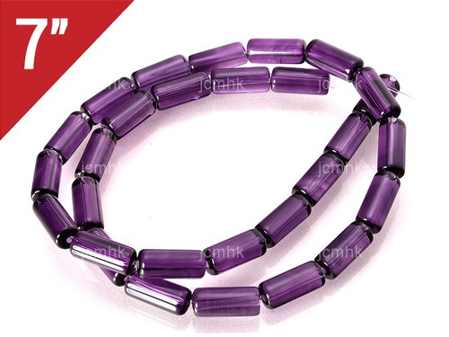 4x13mm Amethyst Tube Loose Beads 7" synthetic [iu78a6]