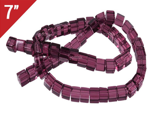 6x6mm Amethyst Cube Loose Beads 7" synthetic [iu79a6]