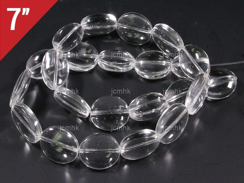 14mm Crystal Puff Coin Loose Beads 7" synthetic [iu82a5]