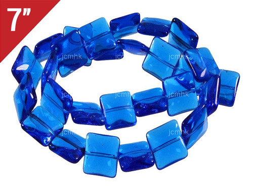14mm Blue Quartz Puff Square Loose Beads 7" synthetic [iu83a36]