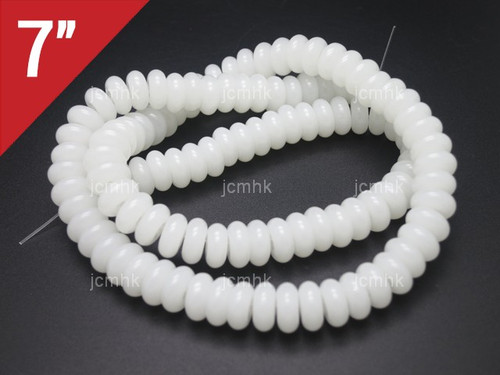 8mm White Quartz Rondelle Loose Beads 7" [iu90a76]