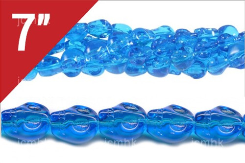 12mm Aquamarine Skull Loose Beads 7" synthetic [iu91a34]