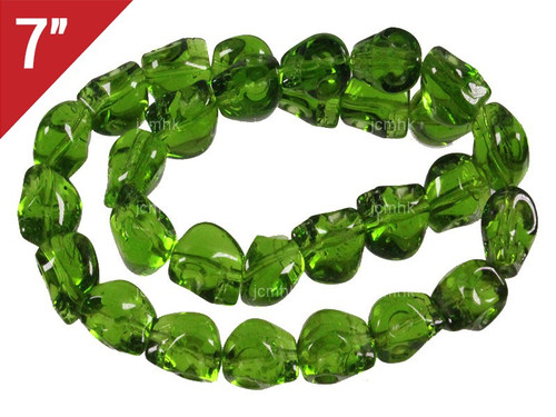 12mm Green Quartz Skull Loose Beads 7" synthetic [iu91a37]