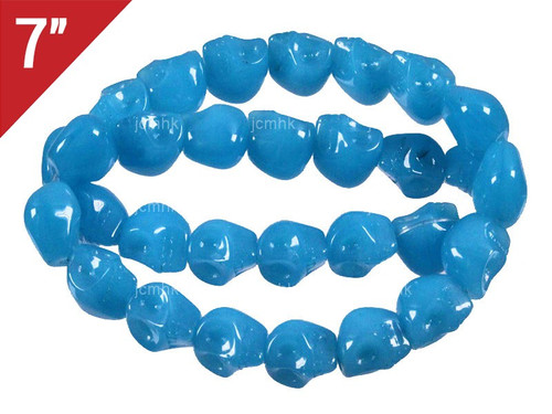 12mm Aqua Quartz Skull Loose Beads 7" synthetic [iu91a70]