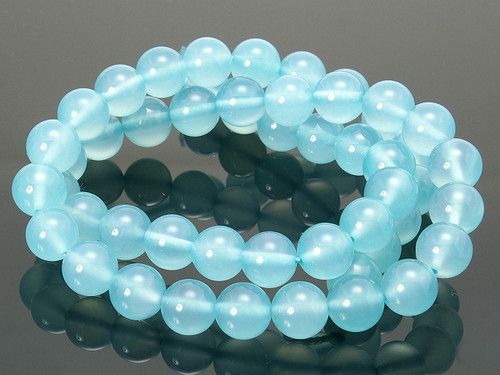 10mm Aqua Quartz Round Beads 15.5" synthetic [10a70]