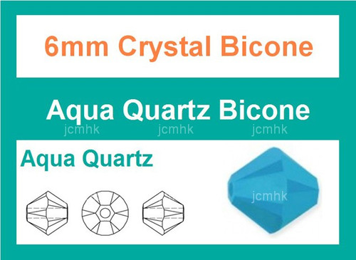 6mm Aqua Opal Crystal Faceted Bicone Loose Beads 30pcs. [iuc22b6]