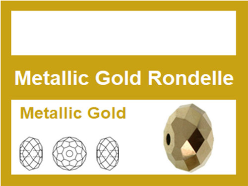 6x4mm Metallic Gold Crystal Faceted Rondelle Loose Beads 45pcs. [iuc2b18]