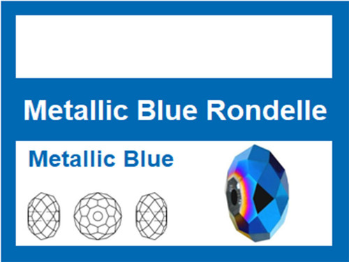 10x8mm Metallic Blue Crystal Faceted Rondelle Loose Beads 20pcs. [iuc4b21]