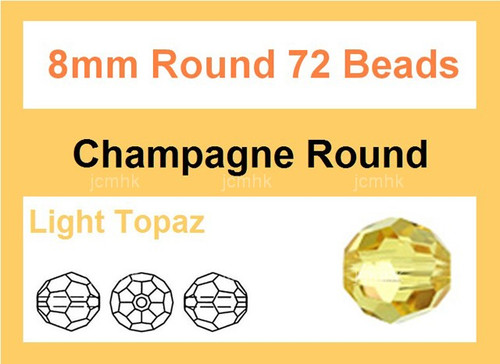 8mm Champagne Crystal Faceted Round Loose Beads 25pcs. [iuc8a9]