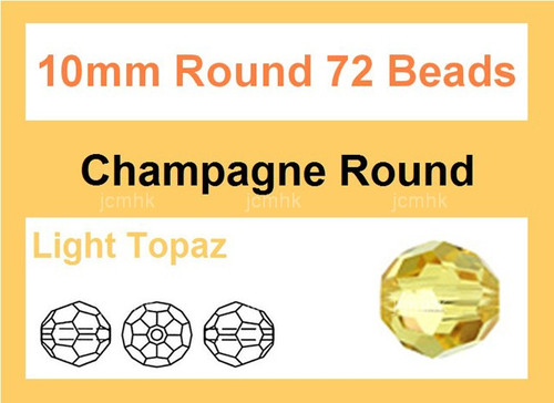 10mm Champagne Crystal Faceted Round Loose Beads 20pcs. [iuc9a9]