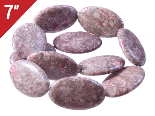 24x35mm Fossil Jasper Oval Loose Beads 7" [iwa123]