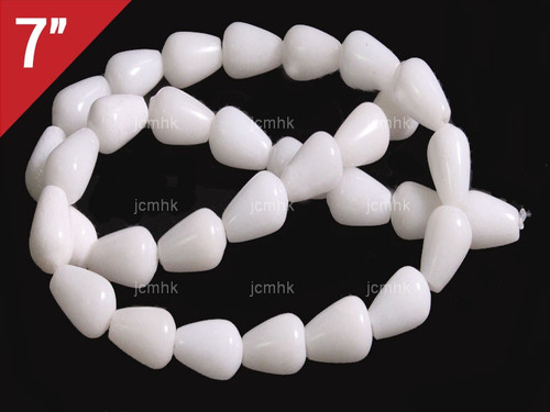 8x12mm Snow Jade Teardrop Loose Beads 7" [iwa133]