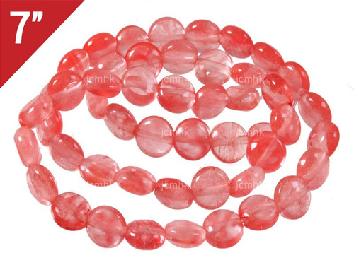 8mm Cherry Quartz Coin Loose Beads 7" synthetic [iwa245]