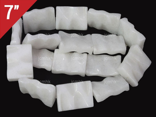 18x25mm Snow Jade Rectangle Carved Loose Beads 7" [iwa300]